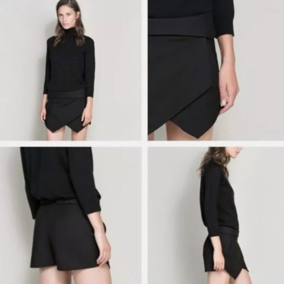 Zara Black double Asymmetrical Mini Skort - Picture 9 of 9